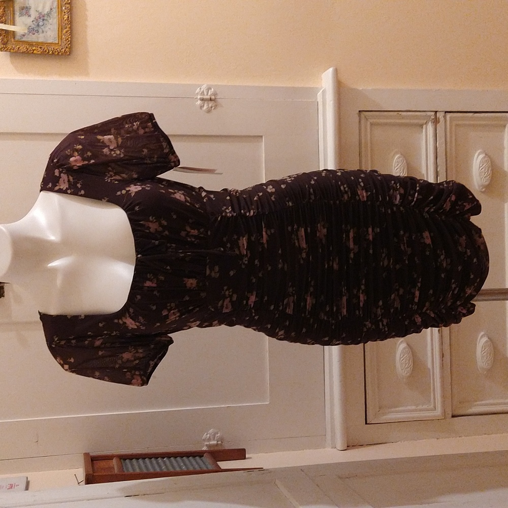 NWT Society+ Stitch brown floral knit dress Sz M